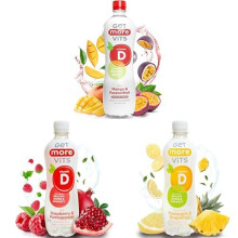 Bundle of Get More Vits - Vitamin D Drinks (36 x 500ml) - Still Raspberry & Pomegranate, Still Mango & Passionfruit Spring Water, Sparkling Pineapple