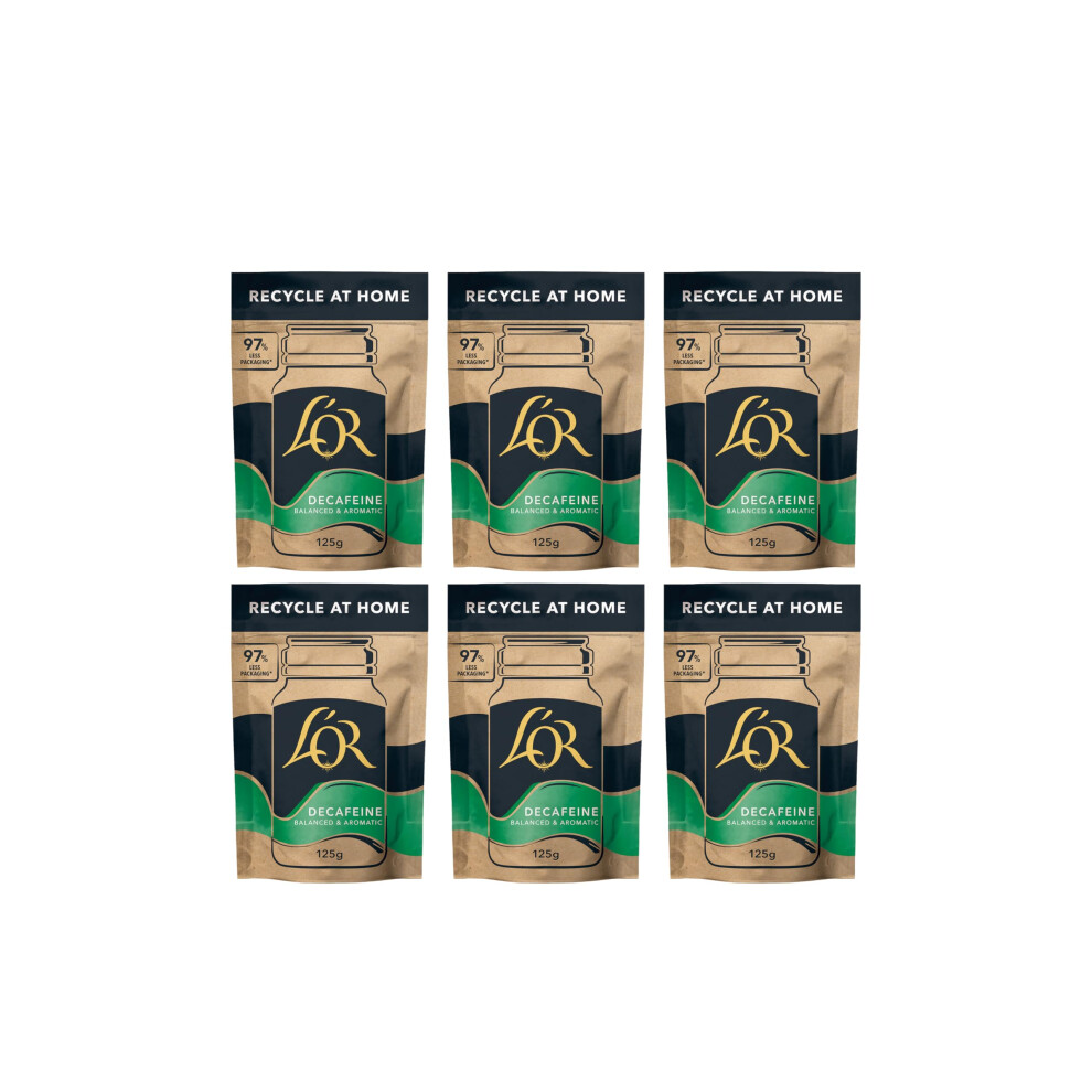 L'or L?Or Decaf Instant Coffee Refill 125G (Pack Of 6, Total 750G)
