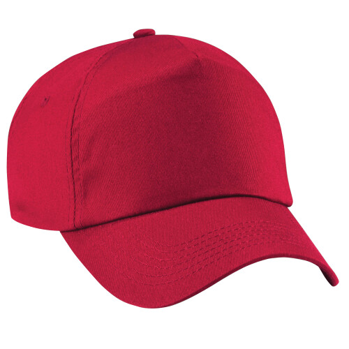 (One Size, Classic Red) Beechfield Plain Unisex Junior Original 5 Panel Baseball Cap