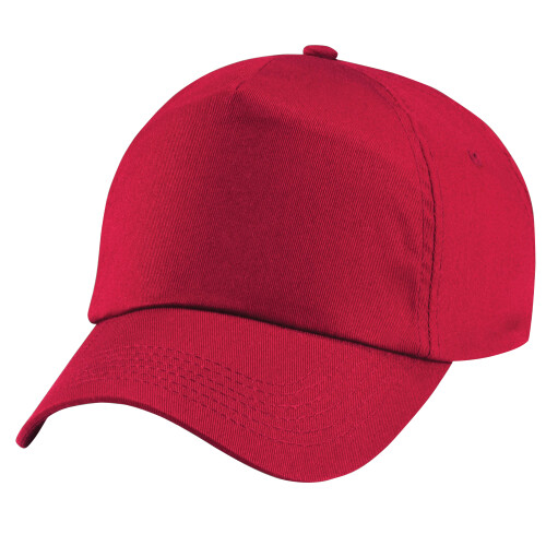 (One Size, Classic Red) Beechfield Plain Unisex Junior Original 5 Panel Baseball Cap 1