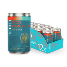 SERVED Spicy Margarita, 14.9% ABV, Premium Quality, Bar Strength, Pre-Mixed & Ready To Drink, 12 x 125ml Cans