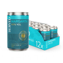 SERVED Margarita 125ml, 14.9% ABV, Premium Quality, Bar Strength, Pre-Mixed & Ready To Drink, 12 x 125ml Cans