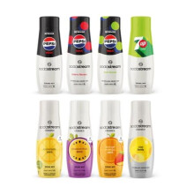 Sodastream Flavour Discovery 8-Pack ? Pepsi MAX, Cherry, Lime, 7UP Zero, Cloudy Lemonade, Passionfruit, Orange & Mango, Diet Tonic, Fizzy Drink Syrup
