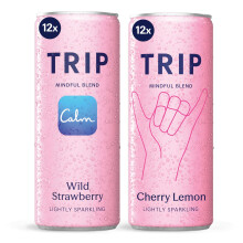 TRIP Berry Pack of 24-12 x Wild Strawberry & 12 x Cherry Lemon Sparkling Drink with 120MG Magnesium Citrate + Lion?s Mane + Chamomile + Lemon Balm. No