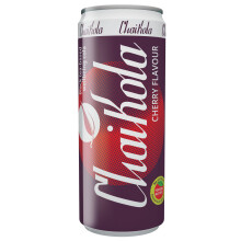 ChaiKola Cherry Non-Alcoholic Sparkling Black Tea Cola Drink, Polish Cherry & Cola Nut Flavour, Vegan Gluten Free Lower Sugar Soft Drink, 24 x 330ml