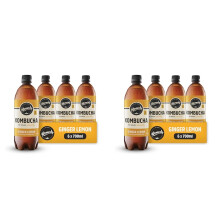 Remedy Kombucha Tea - Ginger Lemon - Sparkling Live Cultured Drink - Naturally Sugar Free Soft Drink - Probiotic Drink for Gut Health - 6x700ml (Pack