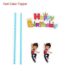 (1set-Cake Topper) Patrol Paw Kids Theme Birthday Party Supplies Tableware Decoration Disposable
