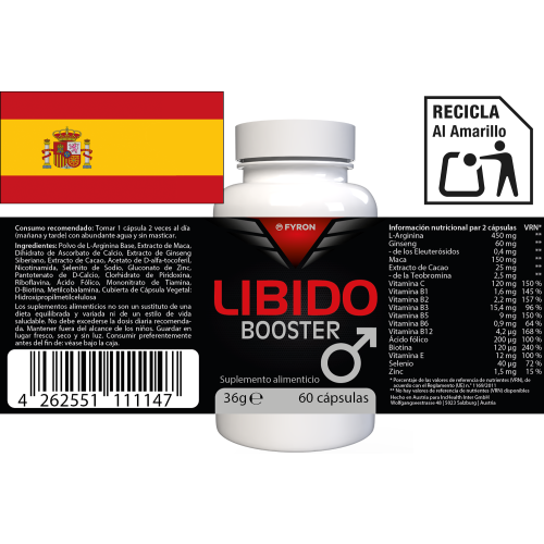Libidio Booster - Maca, L-Αργινίνη & Ψευδάργυρος - 120 Κάψουλες (2 τμχ) 2