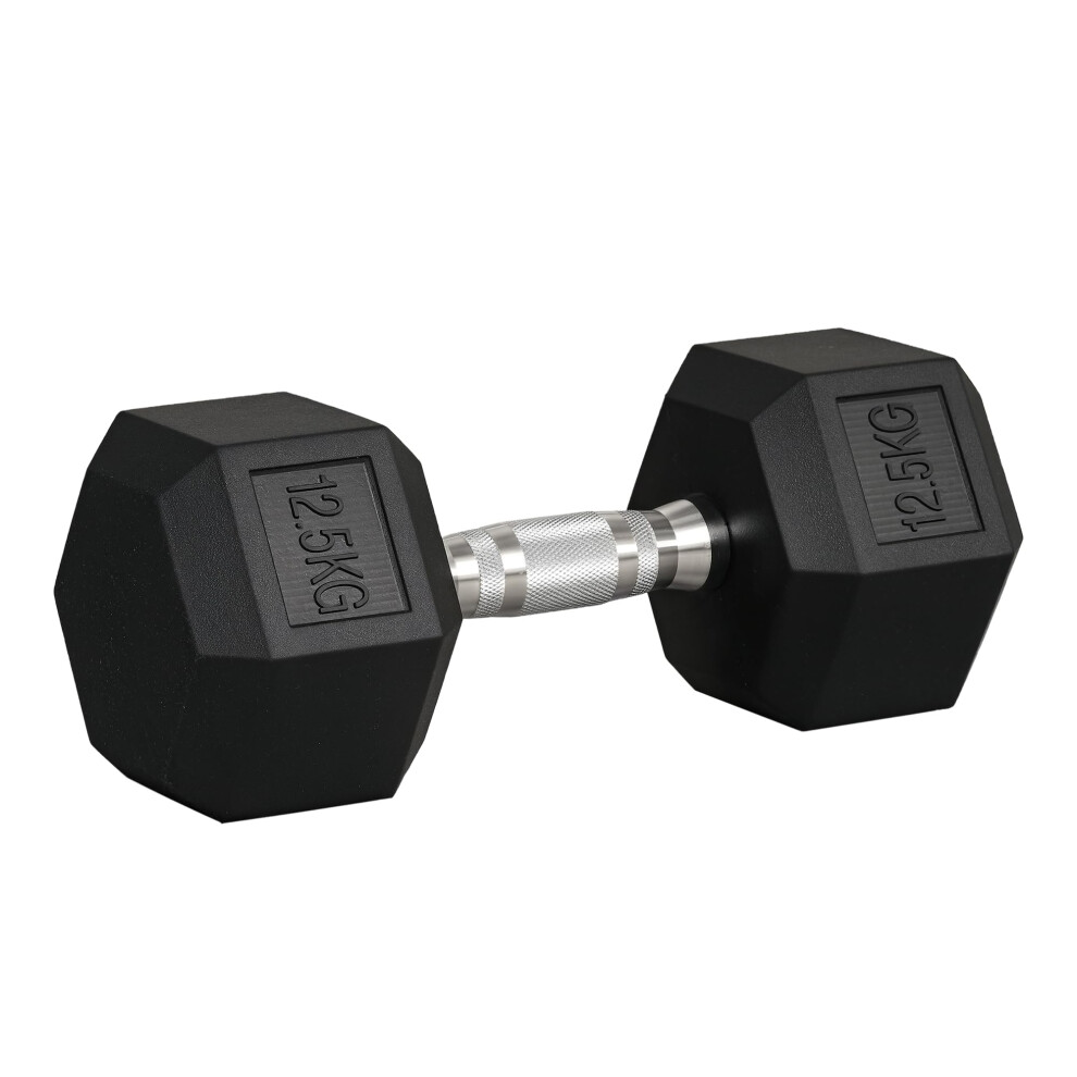 Photos - Barbells & Dumbbells HOMCOM 12 5KG Single Rubber Hex Dumbbell Hand Weights Dumbbell Gym 