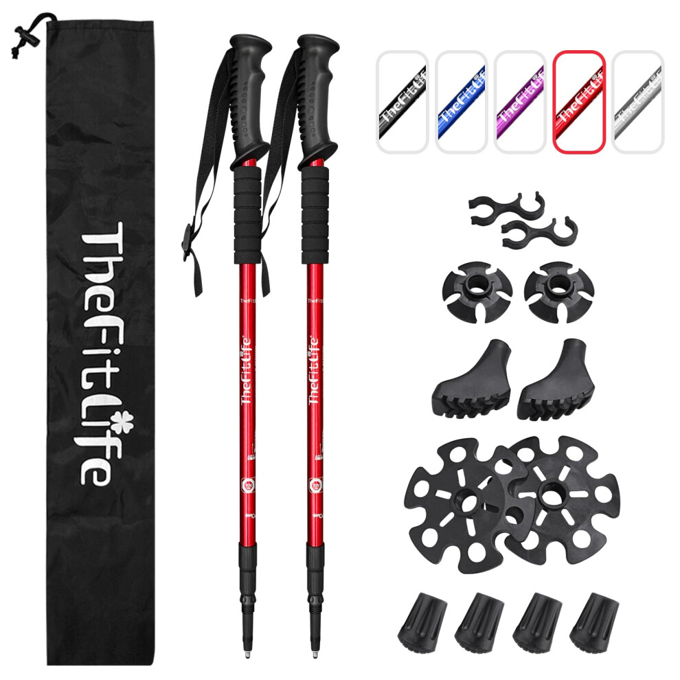 Thefitlife Hiking Walking Trekking Poles - 2 Pack With Antishock And