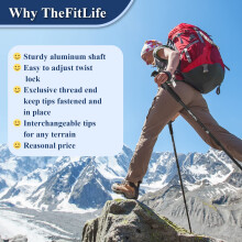 TheFitLife Hiking Walking Trekking Poles - 2 Pack With Antishock And Quick Lock System, Telescopic, Collapsible, Ultralight For Hiking, Camping, Moun