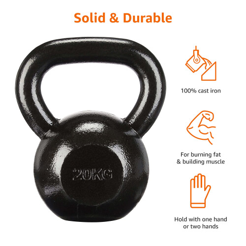 Amazon Basics CastIron Kettlebell with Textured and Painted Surface Black 2 2