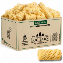 Log Barn Natural Firelighters Box of 200 Fire Lighters for Wood Burners Piz
