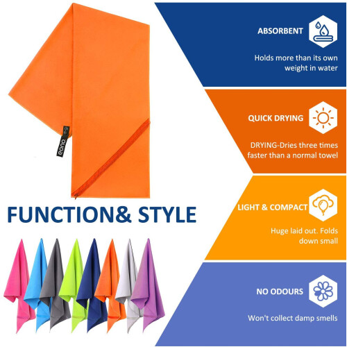 Eono Microfiber Towel, Ultra Absorbent, Quick Dry, Super Light and Compact 2