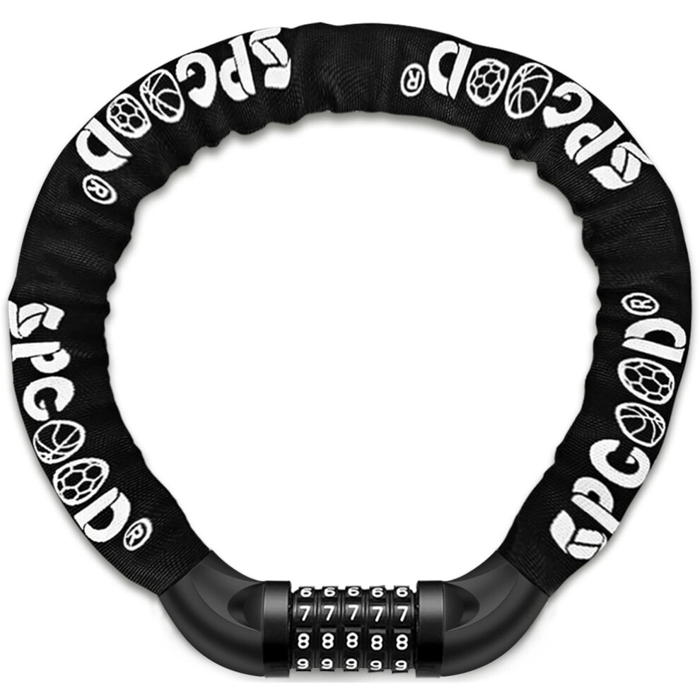 Spgood Bike Locks Heavy Duty/Bicycle Chain/Cycling Lock (14 Colors) 5-Digits Codes Resettable 100,000 Codes For Bike Cycle, Moto, Door, Gate Fence 83 5004704354259