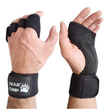 BEAR GRIP - Open Workout Gloves for Bodybuilding, callisthenics, Powerlifting (Black, M)