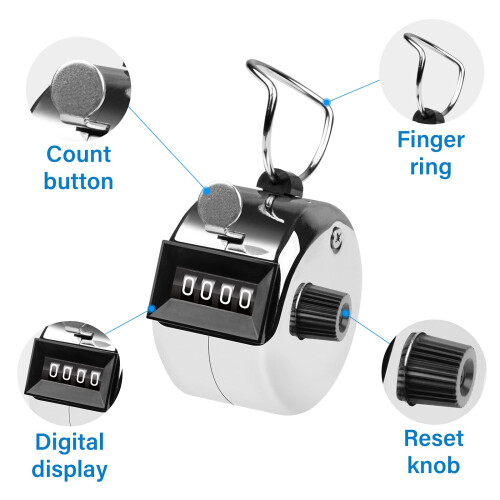 SDARMING tally counter, 4-digit clicker counter, Metal hand tally counters click 1