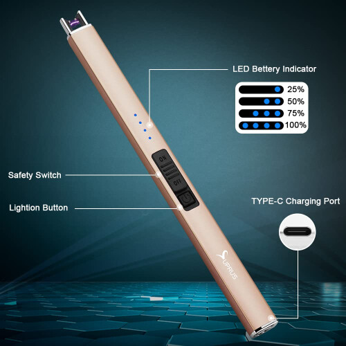 SUPRUS Electric Lighter Arc Windproof Flameless USB Rechargeable Light 1