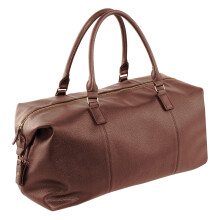 (One Size, Tan) Quadra NuHude Faux Leather Weekender Holdall Bag