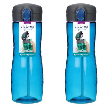 Sistema Hydrate Quick Flip Water Bottle 800 ml BPA Free Water Bottle with Straw Assorted Colours Pack of 2