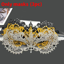 (Style 4) Hollow Party Costume Lace Mask With Water Diamond Halloween Decoration For