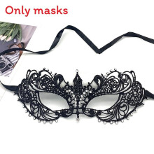 (Style 3) Hollow Party Costume Lace Mask With Water Diamond Halloween Decoration For