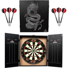 Ruthless Home Darts Centre Complete Home Dart Board Centre Including Cabinet Dartboard and 2 Sets of Darts Dragon