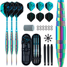 XAWU 24g Steel Tip Darts Set of 3 with 6 Flights 3 Aluminum Shafts Sharpene