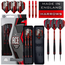 Harrows Ace Rubber Brass Steel Tip Darts Set 20g, 22g, 24g & 26g - Inc