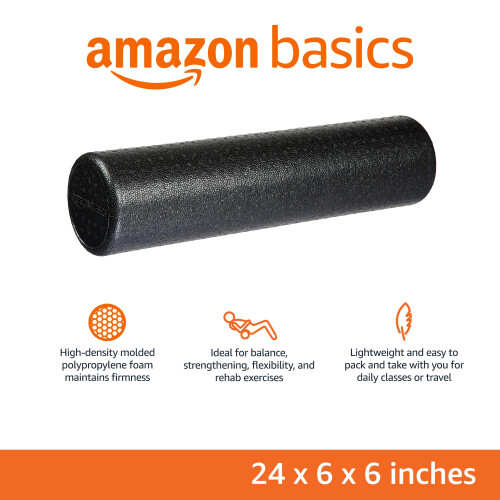 Amazon Basics High-Density Round Foam Roller, 60 cm, Black 1