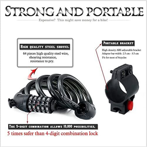 Bike Lock GoFriend Bicycle Lock High Security 5 Digit Resettable Combinatio 2