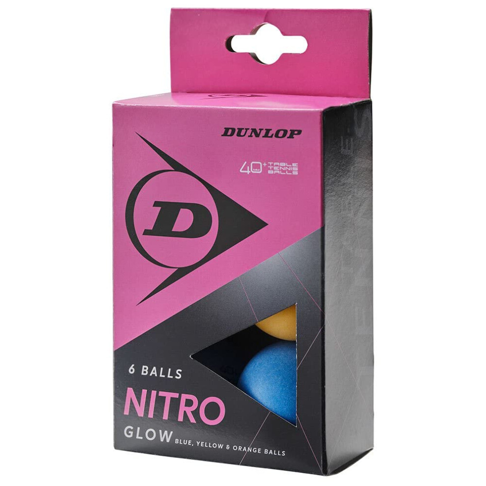 Dunlop Nitro Glow 6 Table Tennis Balls Multicoloured Recreational Player Training Balls