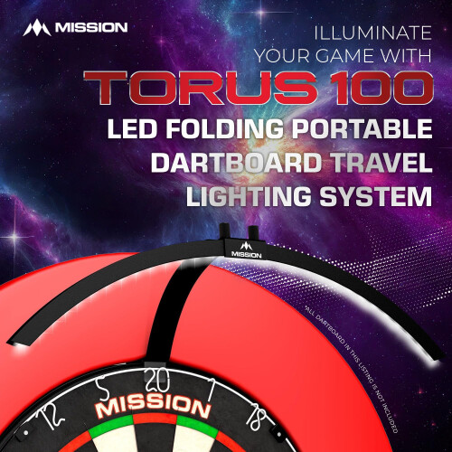 Mission Darts TOR100 Torus 100 | Dart Board LED Folding Portable Dartb 1