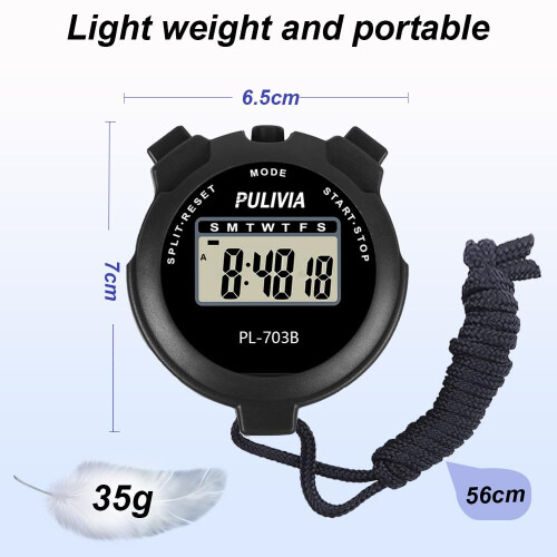 PULIVIA Sports Stopwatch Timer Lap Split Digital Stopwatch with Clock 1