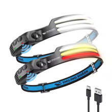 Smiling Shark LED Rechargeable Headlamp, 230Wide Angle 2 Pack 3*White Light Lightweight HeadLamps Motion Sensor Waterproof Headlight for Camping Hik