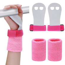Abeillo 2 Gymnastics Grips Wristbands Sets for Girls Youth Kids, Pink Gymnastic Hand Grips Gymnastic Bar Palm Protection and Wrist Support Sports Acc