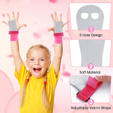 Abeillo 2 Gymnastics Grips Wristbands Sets for Girls Youth Kids, Pink Gymnastic Hand Grips Gymnastic Bar Palm Protection and Wrist Support Sports Acc