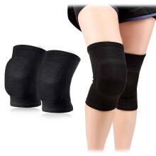 AYNKH 1 Pair Stretchy Knee Pads, Full Black Soft Brace Breathable Slee