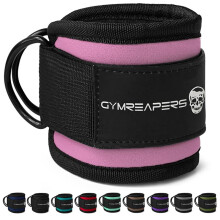 Gymreapers Ankle Strap (Single) For Cable Machine Kickbacks, Glute Workouts, Lower Body Exercises - Adjustable Leg Strap with Neoprene Padding (Pink,