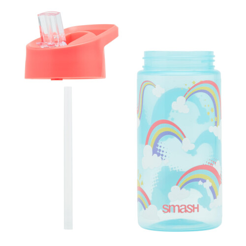 Smash Smash Water Bottle 450ml -Light Blue Rainbow Design 2