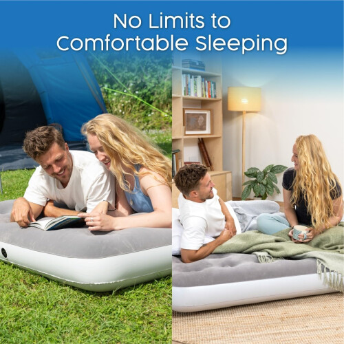 Bestway Bestway Premium Camping Double Airbed with Cordless Battery Pump, Single Flocked 1