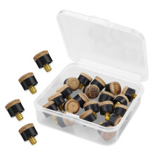 LICQIC 20 Pcs Pool Cue Tips Screw On, 9 mm Pool Queue Tips with Plasti