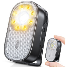 CIRYCASE Running Light for Runners, 10 Modes Mini Clip on Torch with Spot & Flood Light, Rechargeable & IP65 Waterproof LED Flashlight, Lantern A