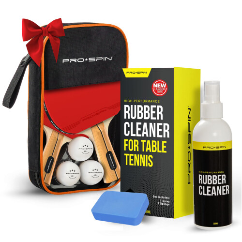 PRO-SPIN Ping Pong Paddles Bundle with Table Tennis Rubber Cleaner â“ H