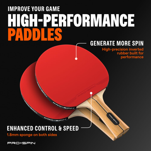 PRO-SPIN Ping Pong Paddles Bundle with Table Tennis Rubber Cleaner â“ H 1