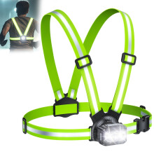 Rolgno Running Lights for Runners 500LM Chest Running Light with 7 Modes 360 Reflective Gear 45 Adjustable IPX4 Waterproof Rechargeable Running T