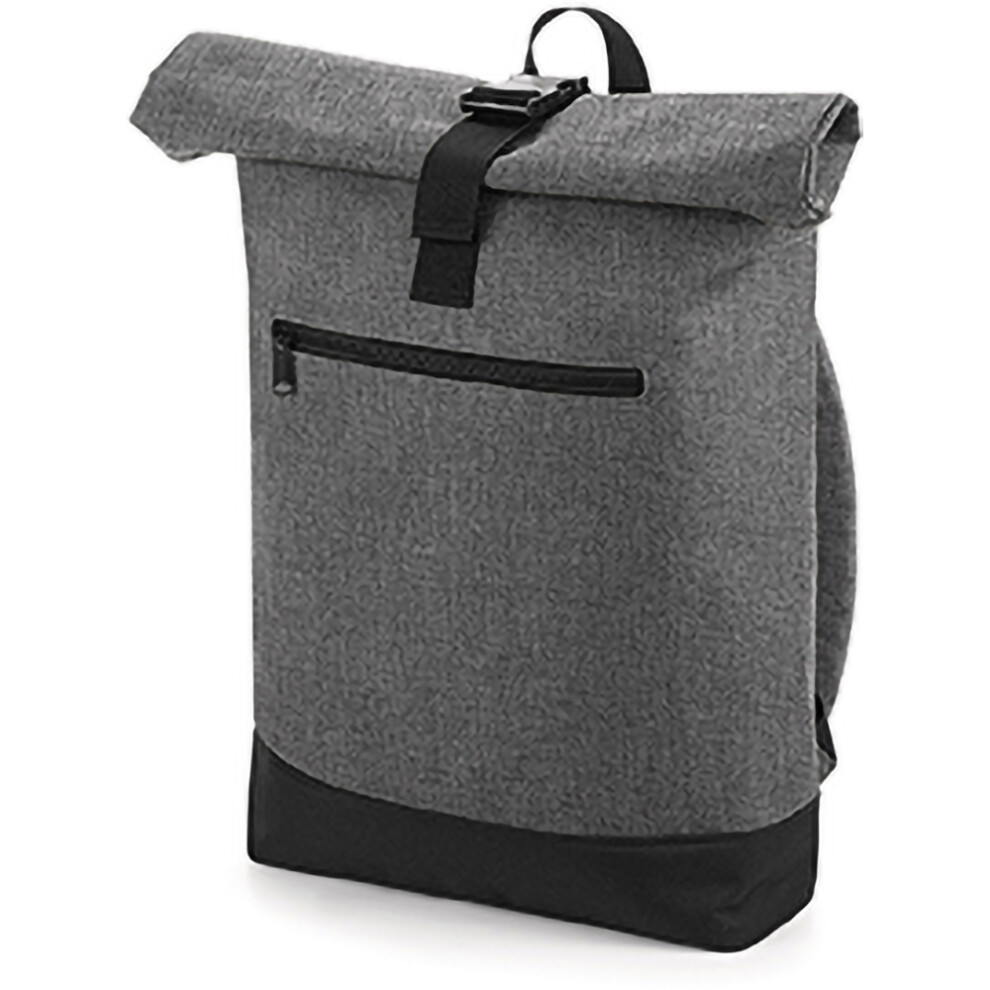 (One Size, Grey Marl/Black) Bagbase Roll-Top Backpack / Rucksack / Bag (12 Litres)