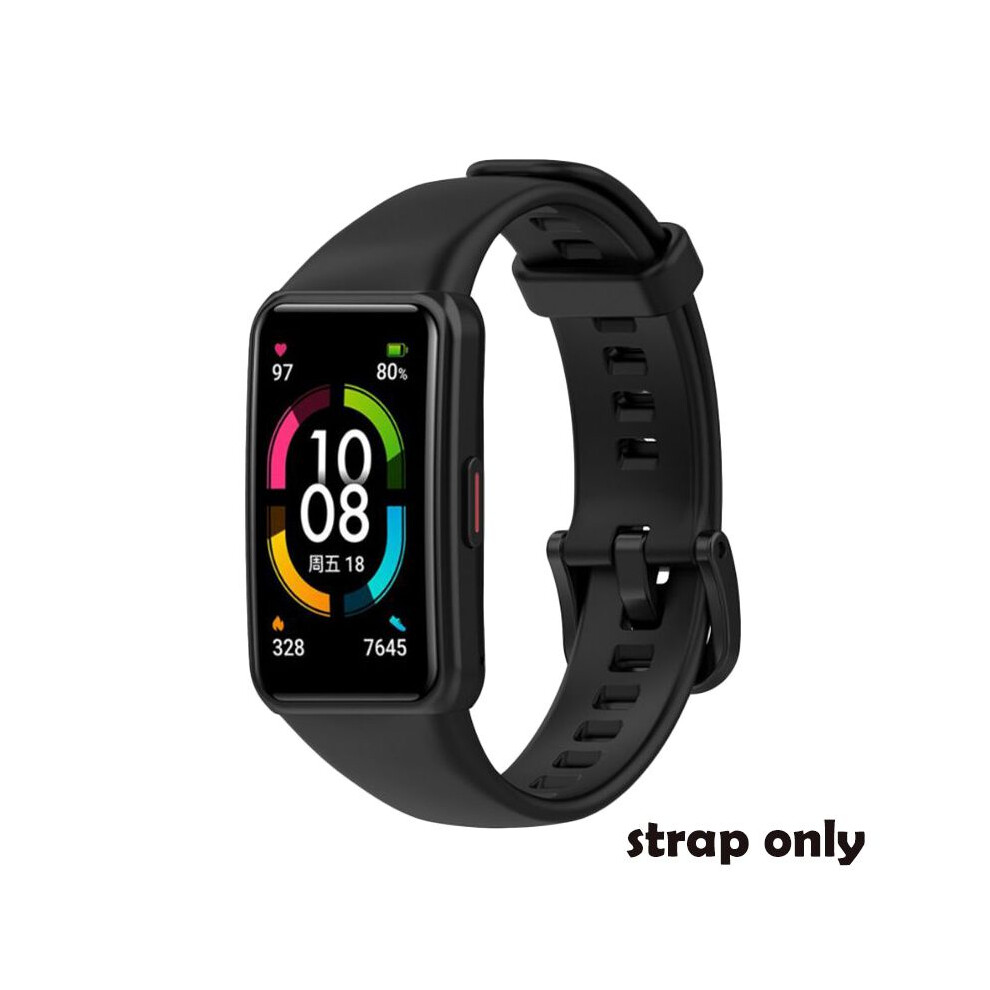 (Black) Strap Silicone Huawei Honor Band 6 Smart Watch Replacement Bracelet Adjustable Black 695803838372