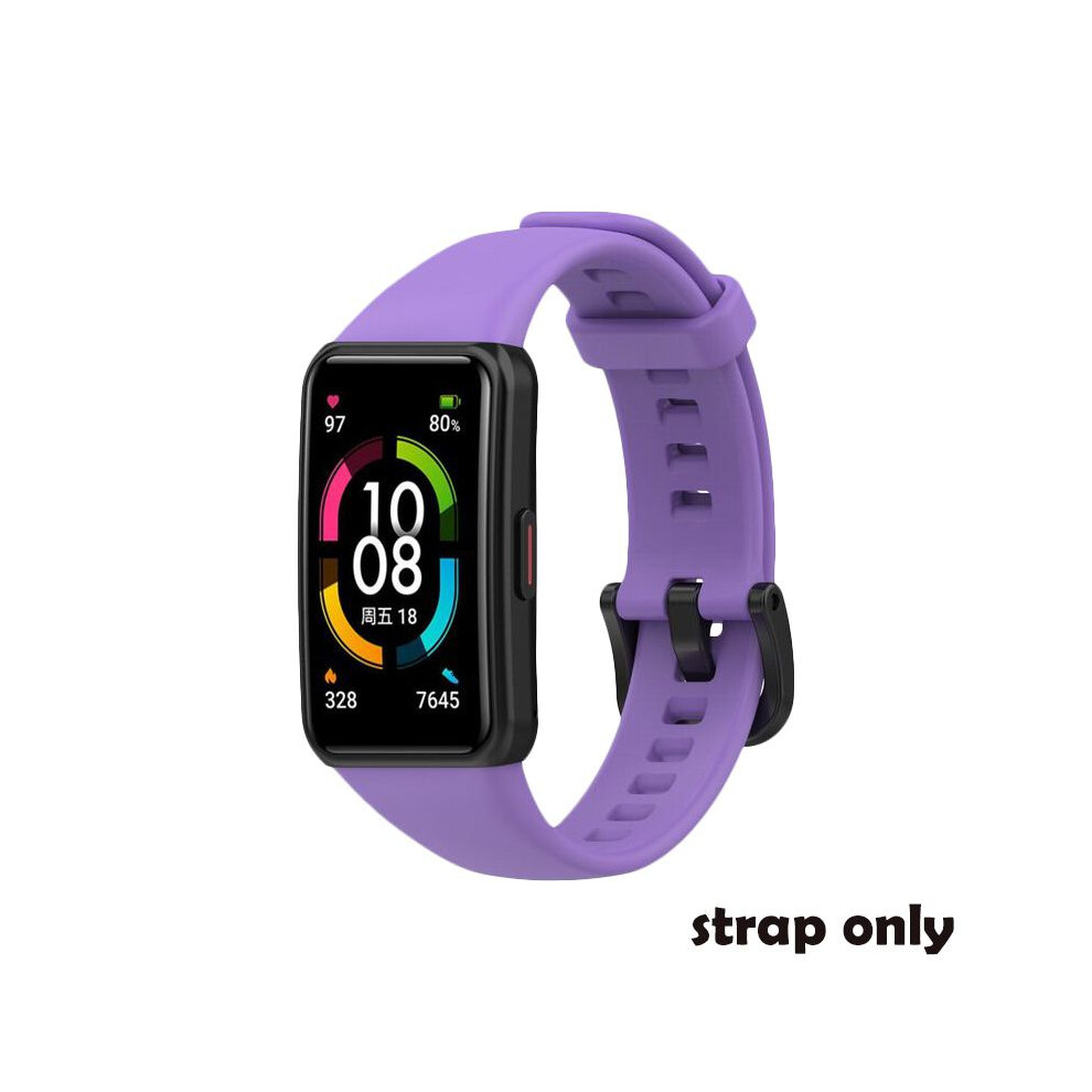 (Purple) Strap Silicone Huawei Honor Band 6 Smart Watch Replacement Bracelet Adjustable Purple 695785574015