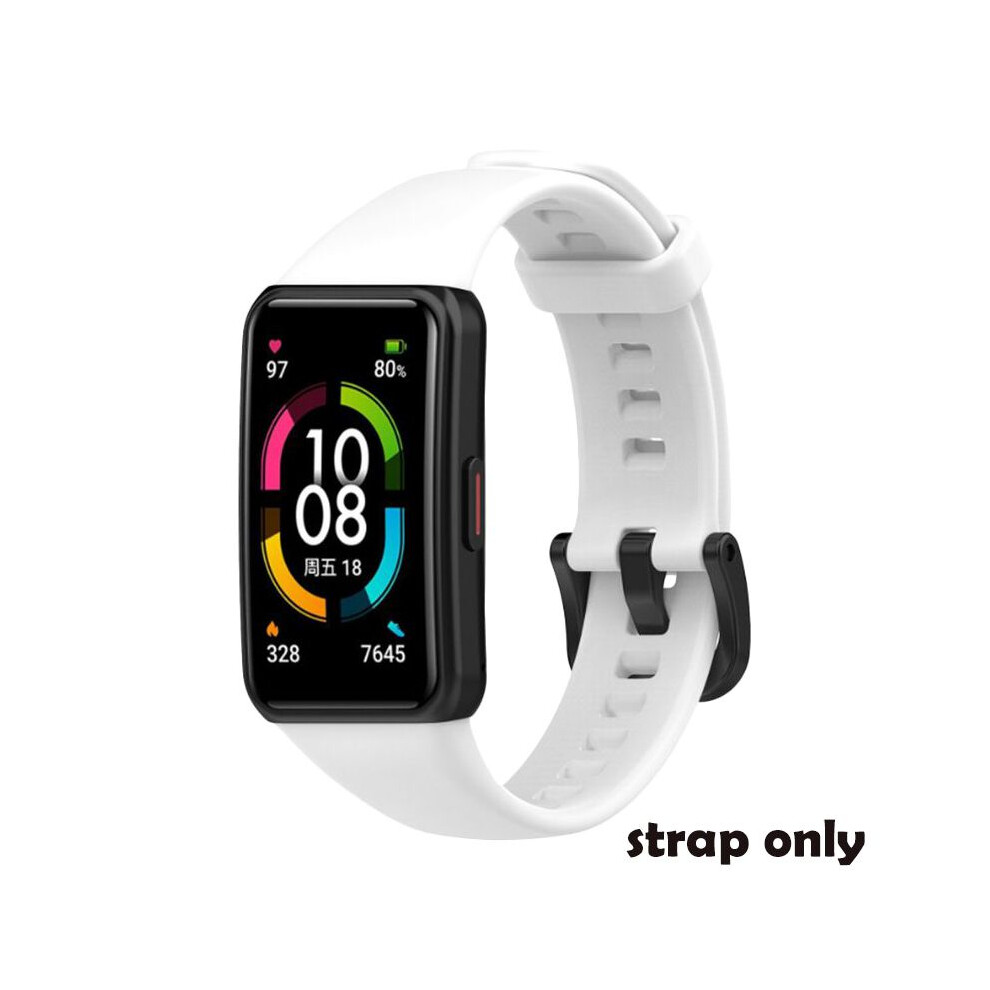 (White) Strap Silicone Huawei Honor Band 6 Smart Watch Replacement Bracelet Adjustable White 693726486571